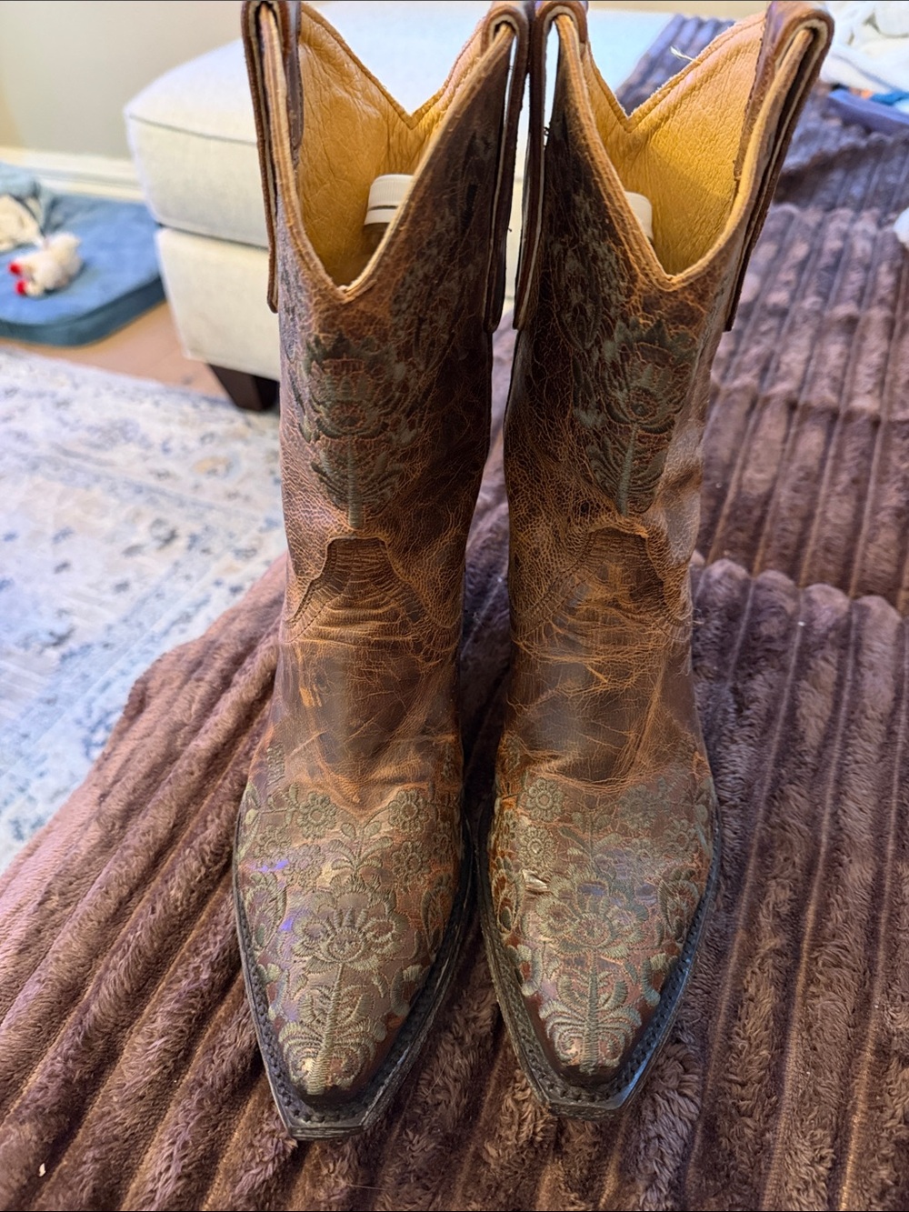 Old Gringo Brown Floral Embroidered Leather Western Heeled Boots